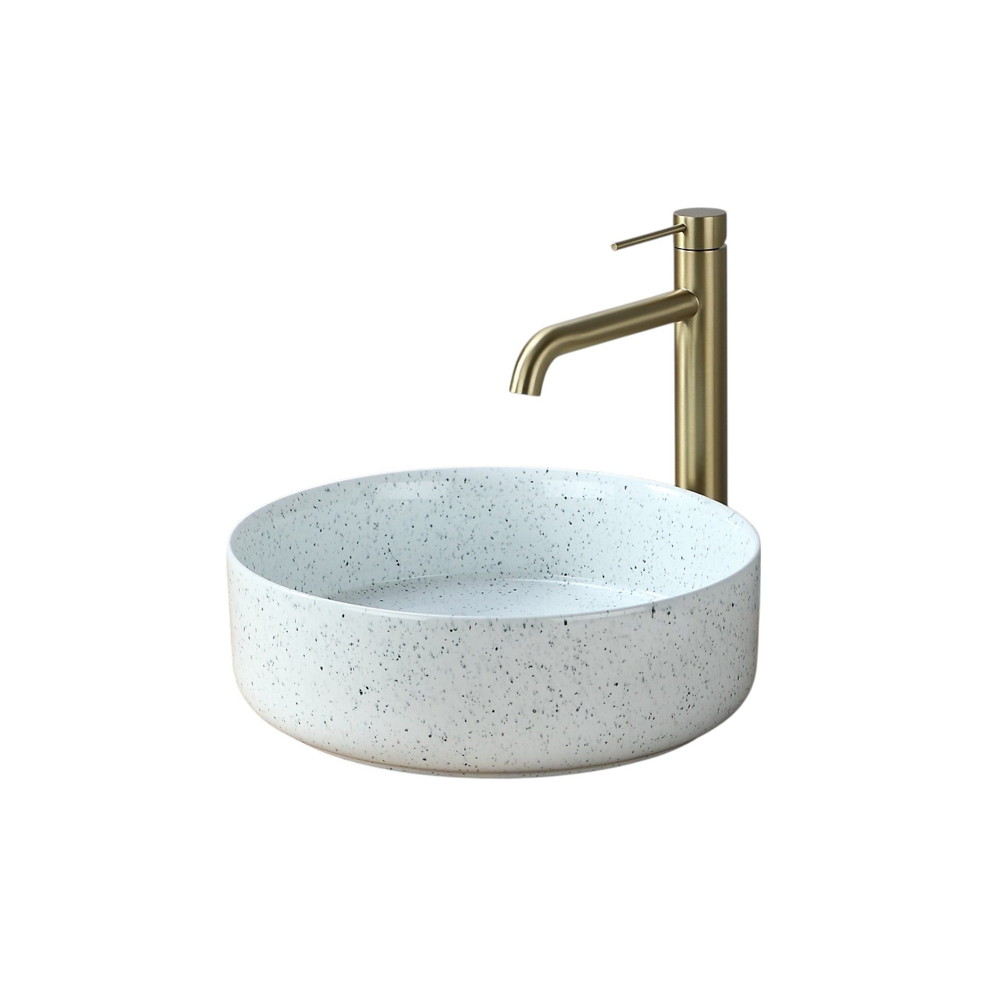 Vasque ronde en céramique blanche mouchetée (36x36cm)