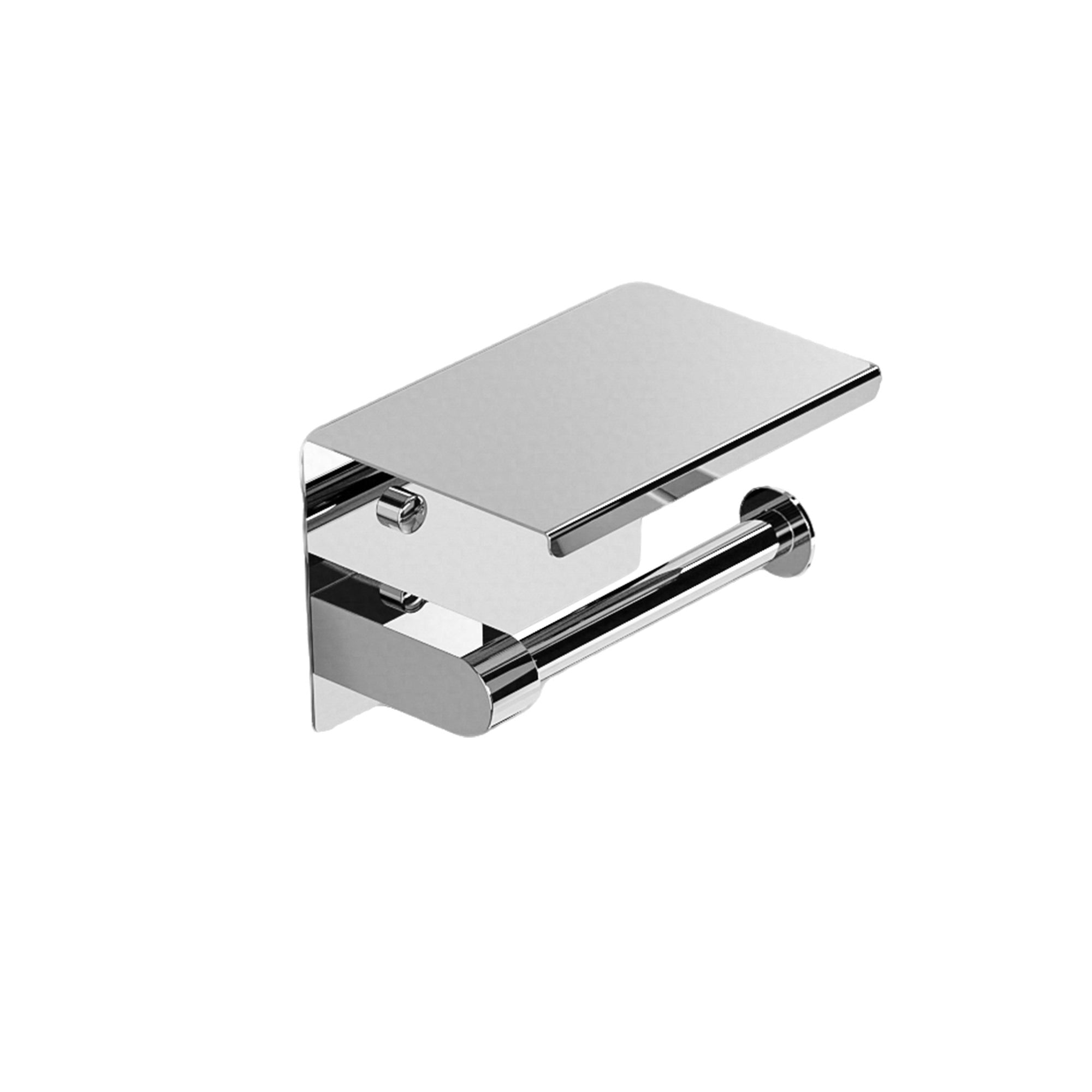 Porte-rouleau de toilette design chromé avec tablette