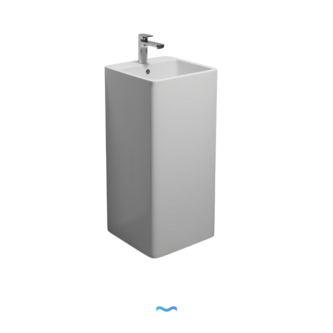 Lavabo Totem blanc carrée arrondie