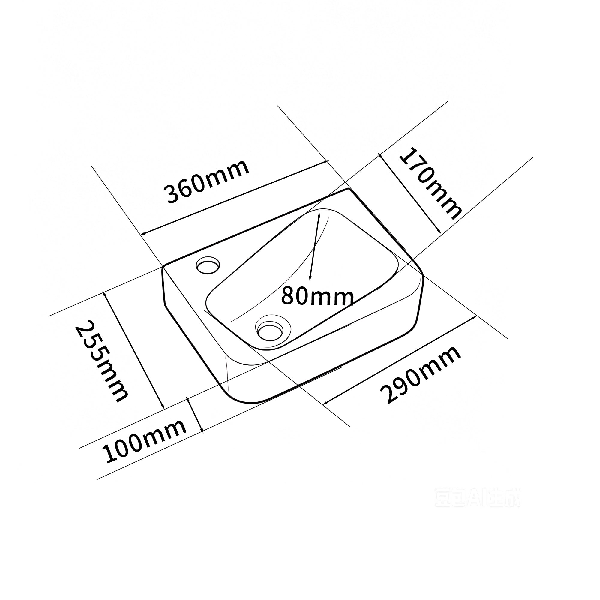 Vasque lave-mains murale asymétrique sortie gauche en céramique blanche (36*25,5cm) – PICASSO