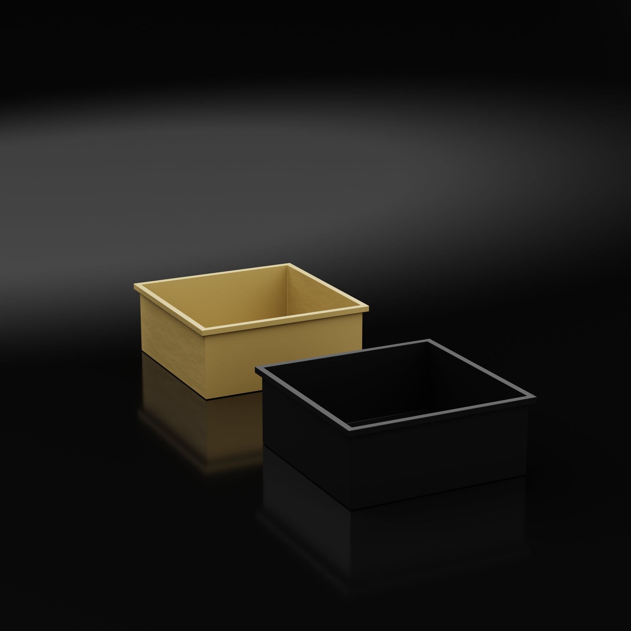 Niche de douche carrée dorée 30x30x12 cm, avec une niche noire assortie