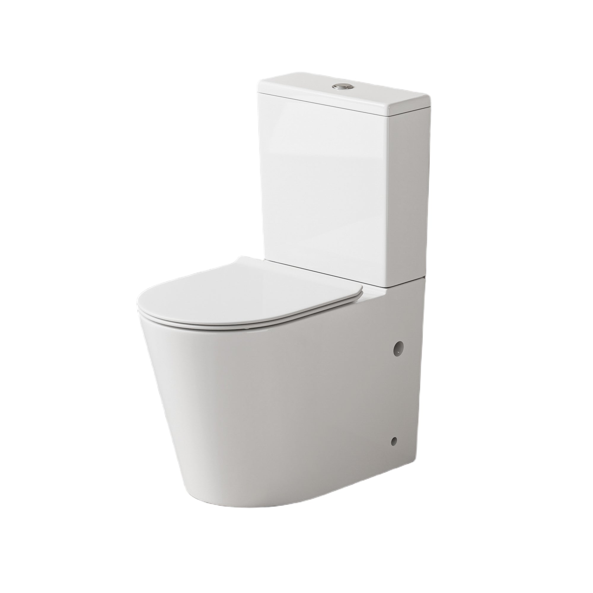 WC à poser sans bride sortie horizontale (63x38x82cm) - Design arrondie blanc VICTOR
