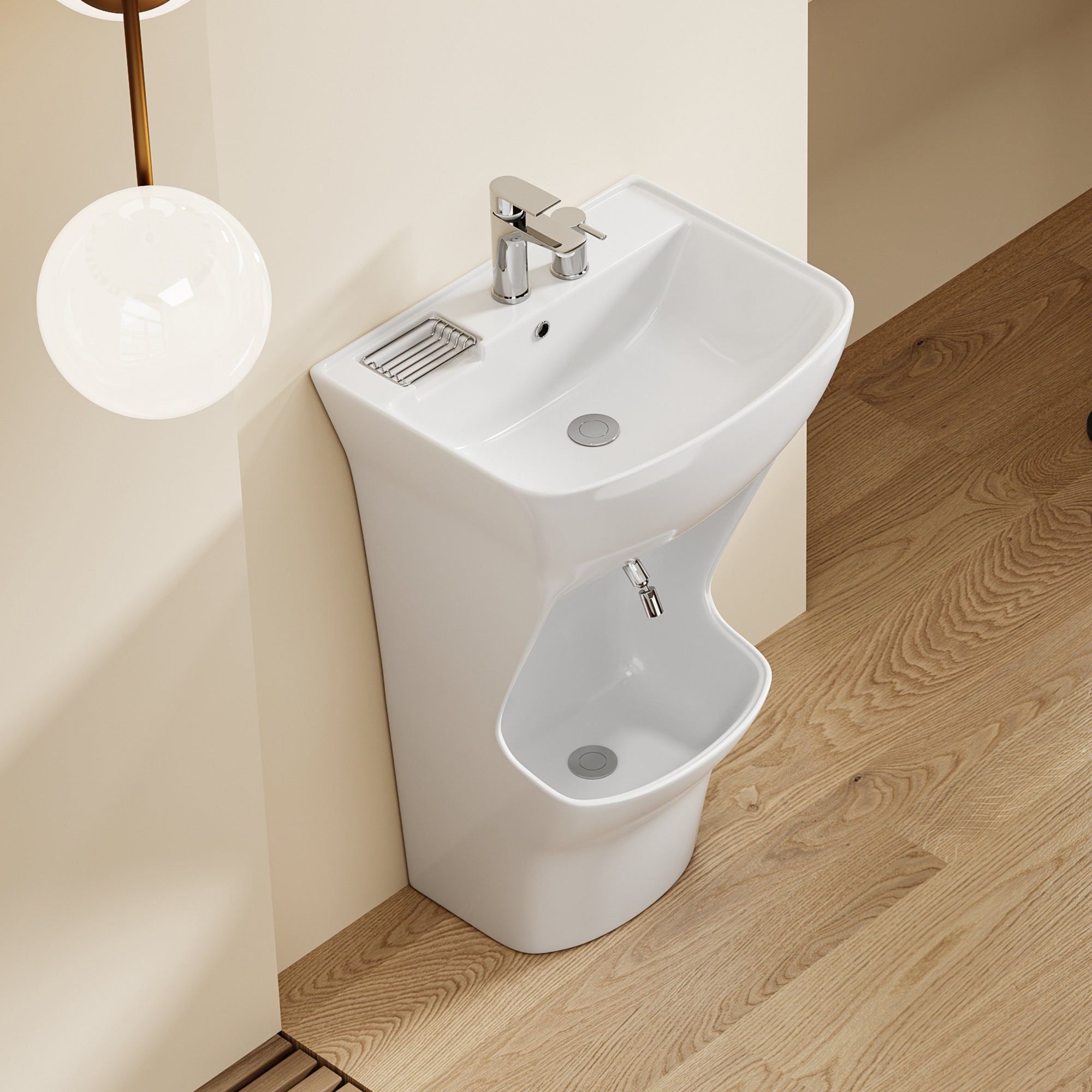 Lavabo d’ablutions Beyrouth design arrondi avec porte-savon intégré