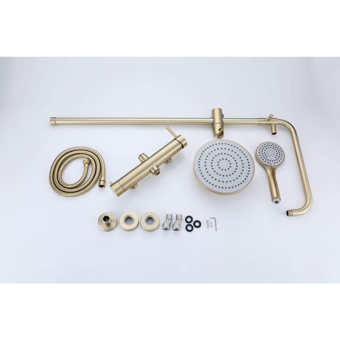 Ensemble de colonne de douche en or brossé avec pommeaux de douche de tête et à main