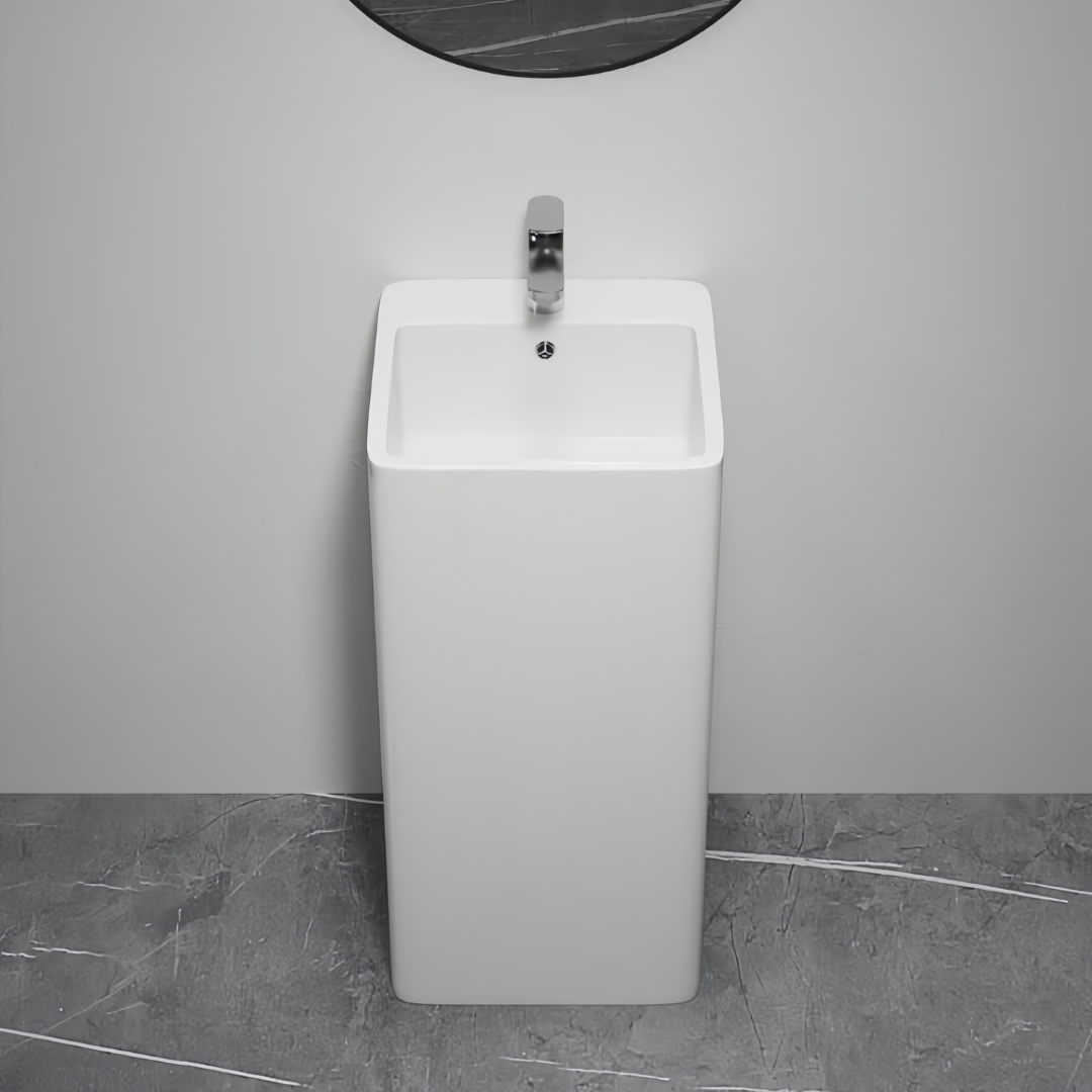 Lavabo Totem blanc carrée arrondie
