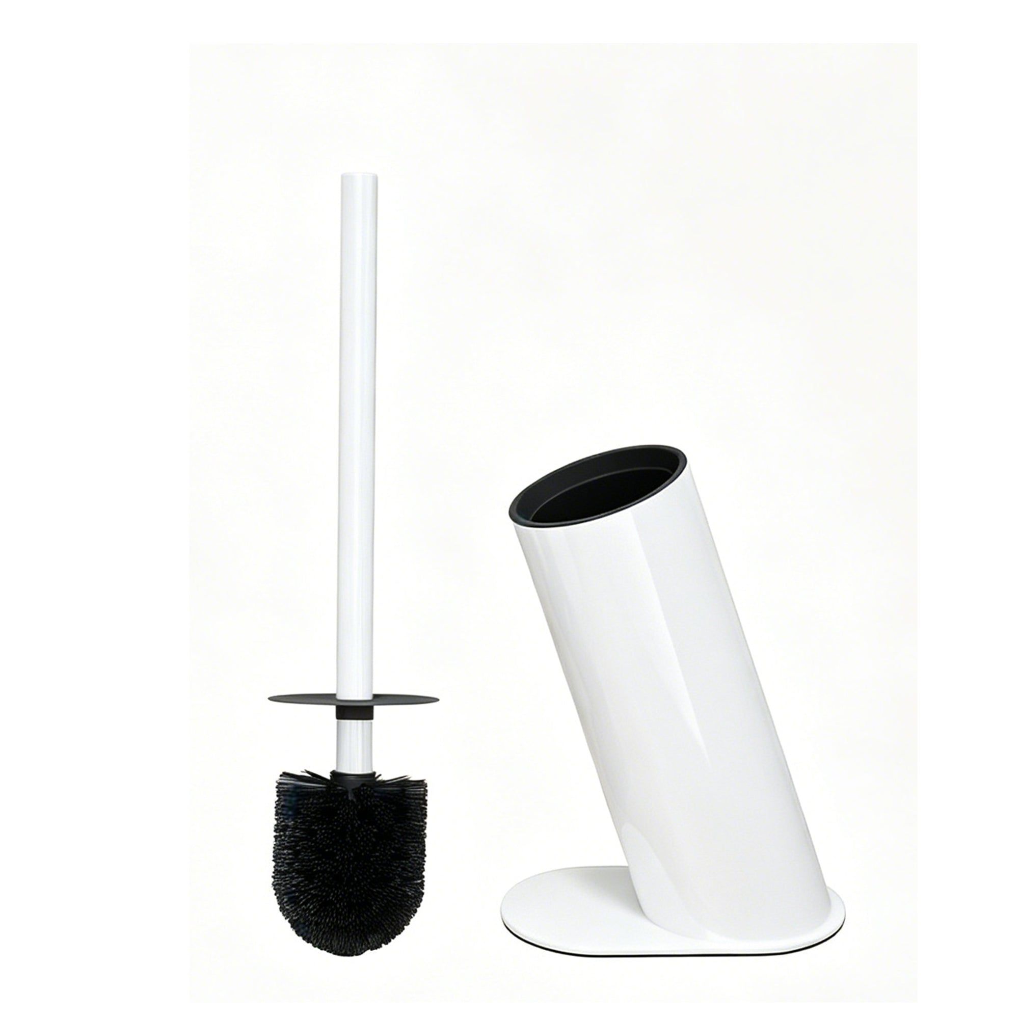 Brosse WC design en acier inoxydable blanc avec support