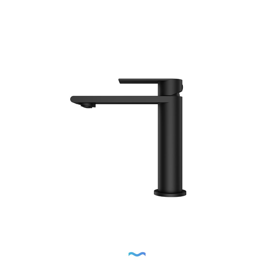 Robinet moderne haut couleur noir mat: Matte black modern single-lever bathroom faucet