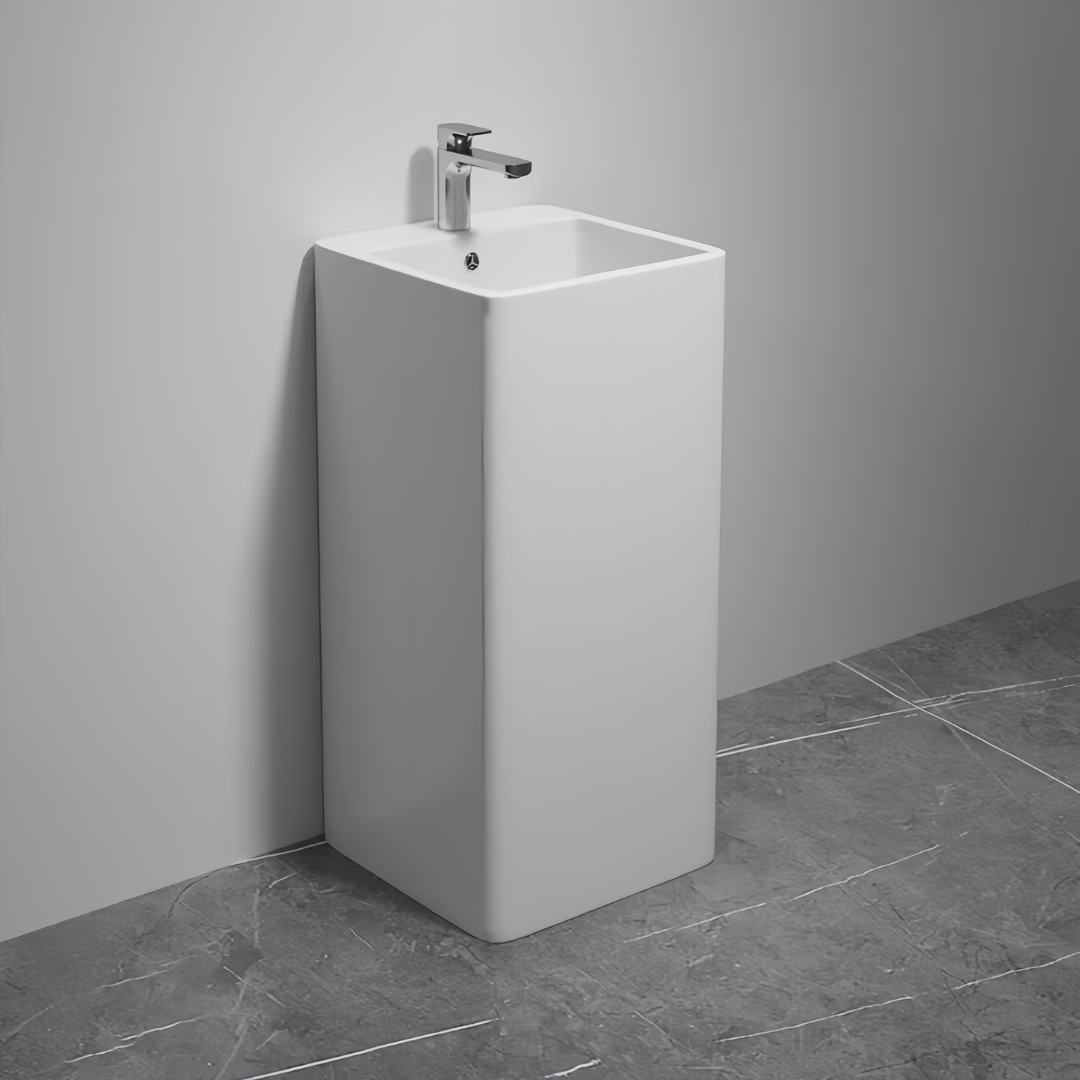 Lavabo Totem blanc carrée arrondie