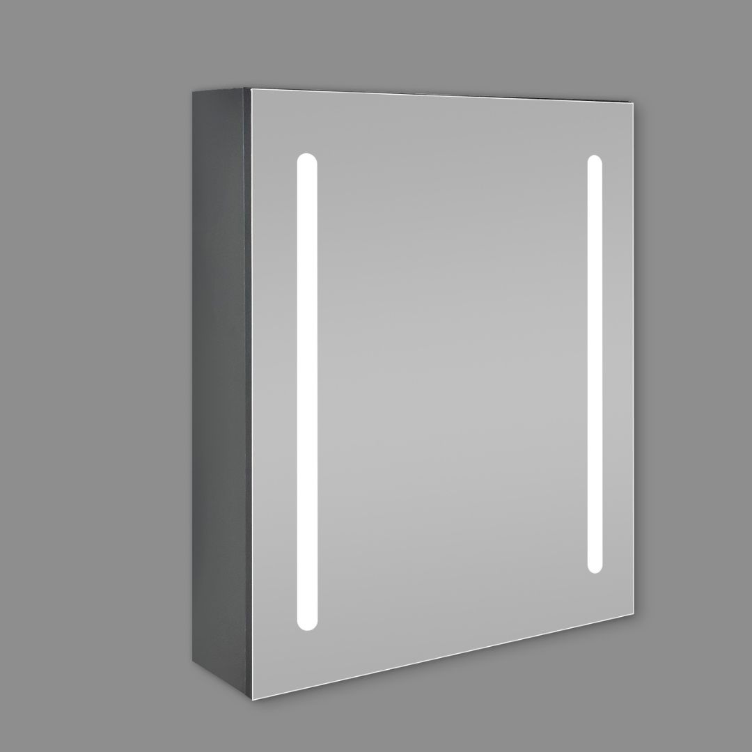 Armoire de toilette à LED : Armoire de toilette éclairée 55x15x65cm avec éclairage LED intégré, parfaite pour les salles de bains modernes.