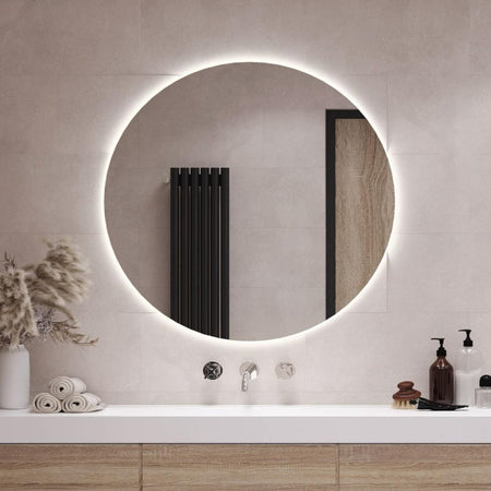Miroir Infinity LED rond ⌀50cm : Miroir de salle de bain rond éclairé à LED, diamètre 50 cm, design moderne