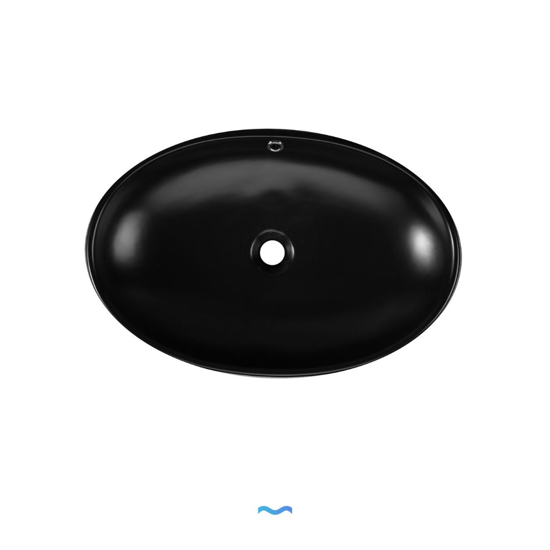 Vasque ovale en céramique noire, lavabo de salle de bain moderne