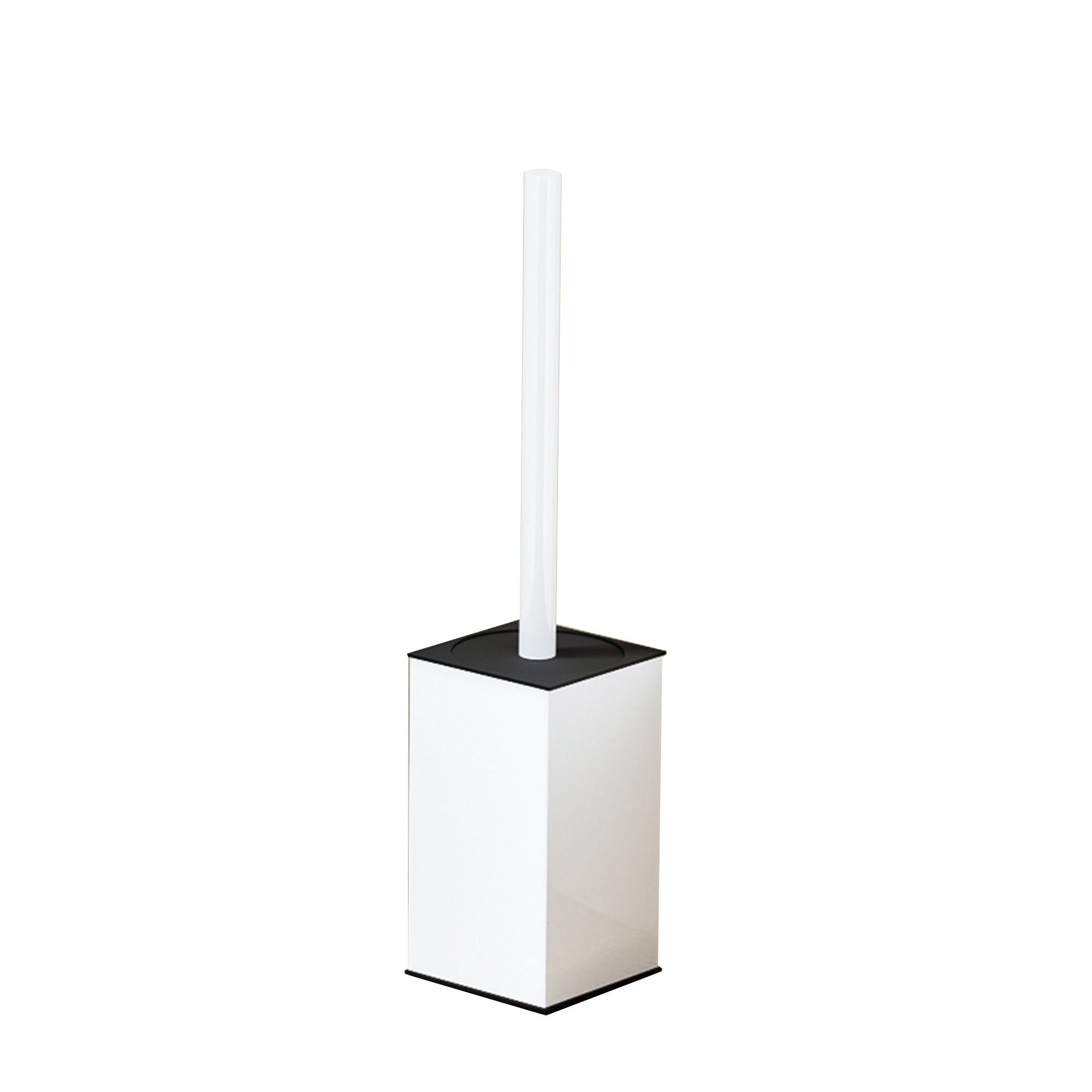 Brosse WC carrée blanche avec couvercle, design moderne pour une hygiène optimale