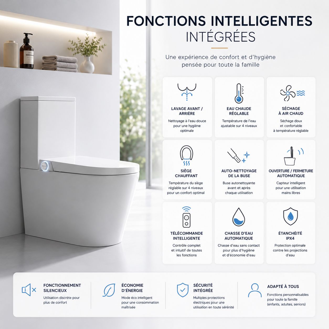WC Intelligent Japonais T5 : fonctions intelligentes, confort, hygiène et technologie