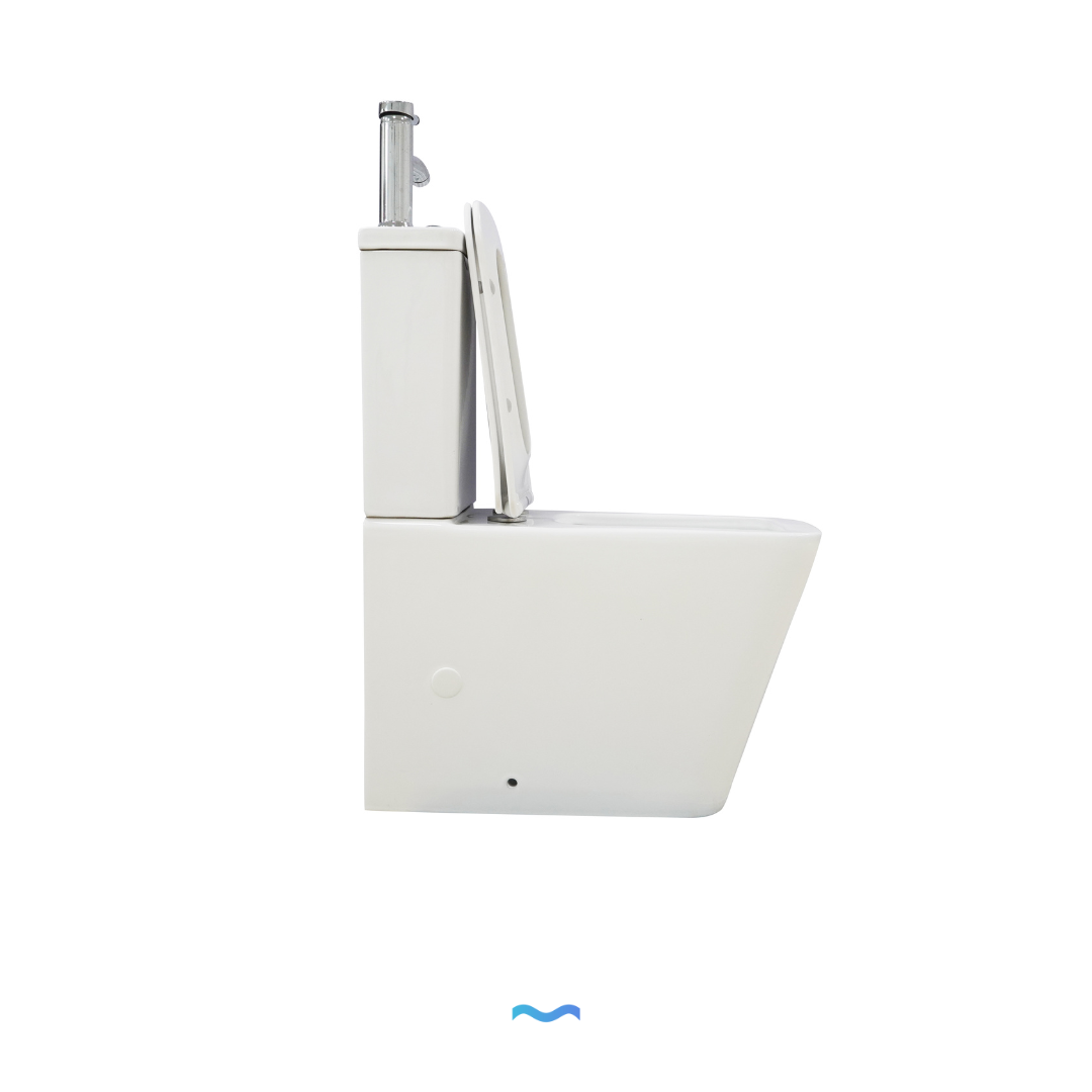 WC à poser avec lave-mains intégré et robinet blanc