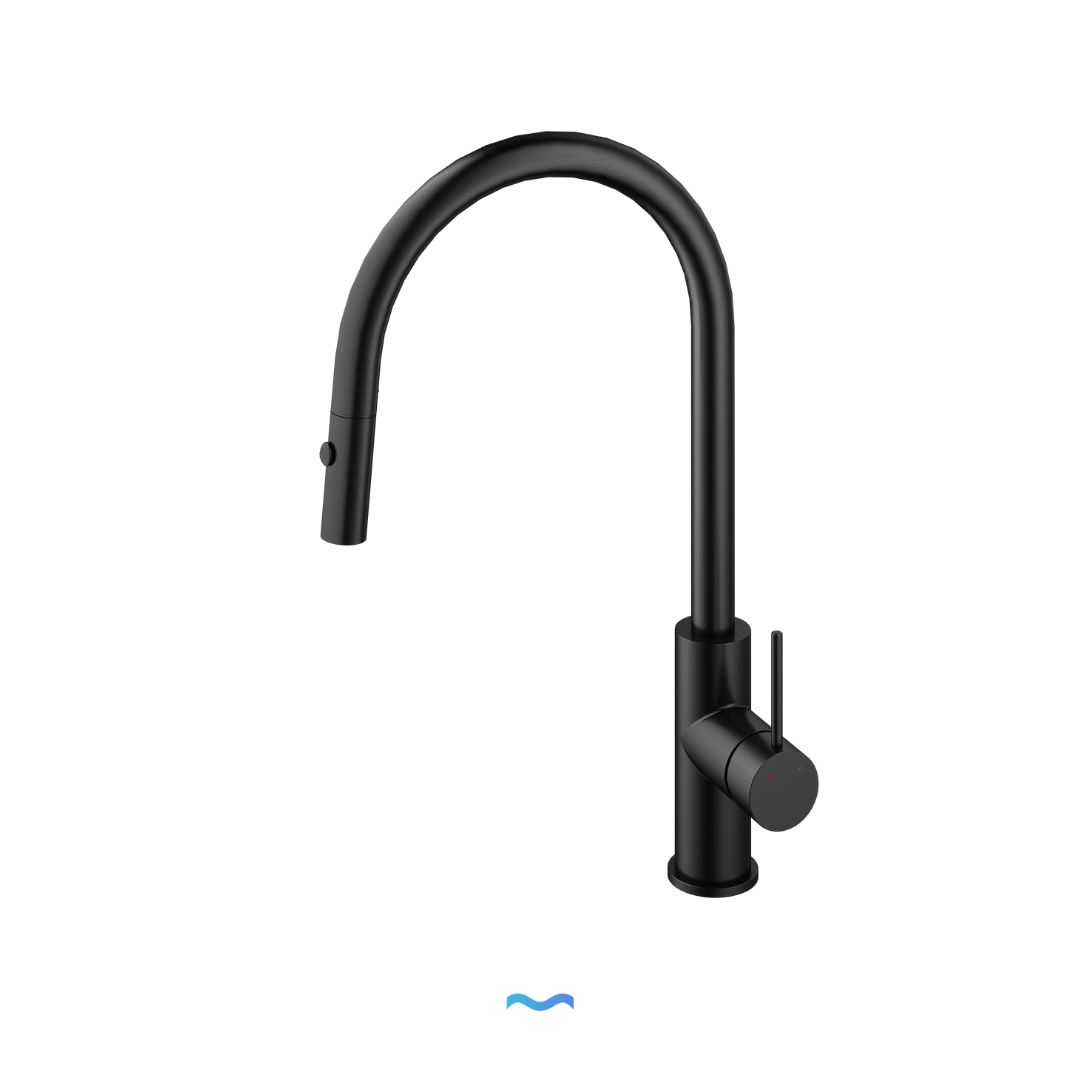 Robinet de cuisine noir mat avec douchette extractible et commandes tactiles
