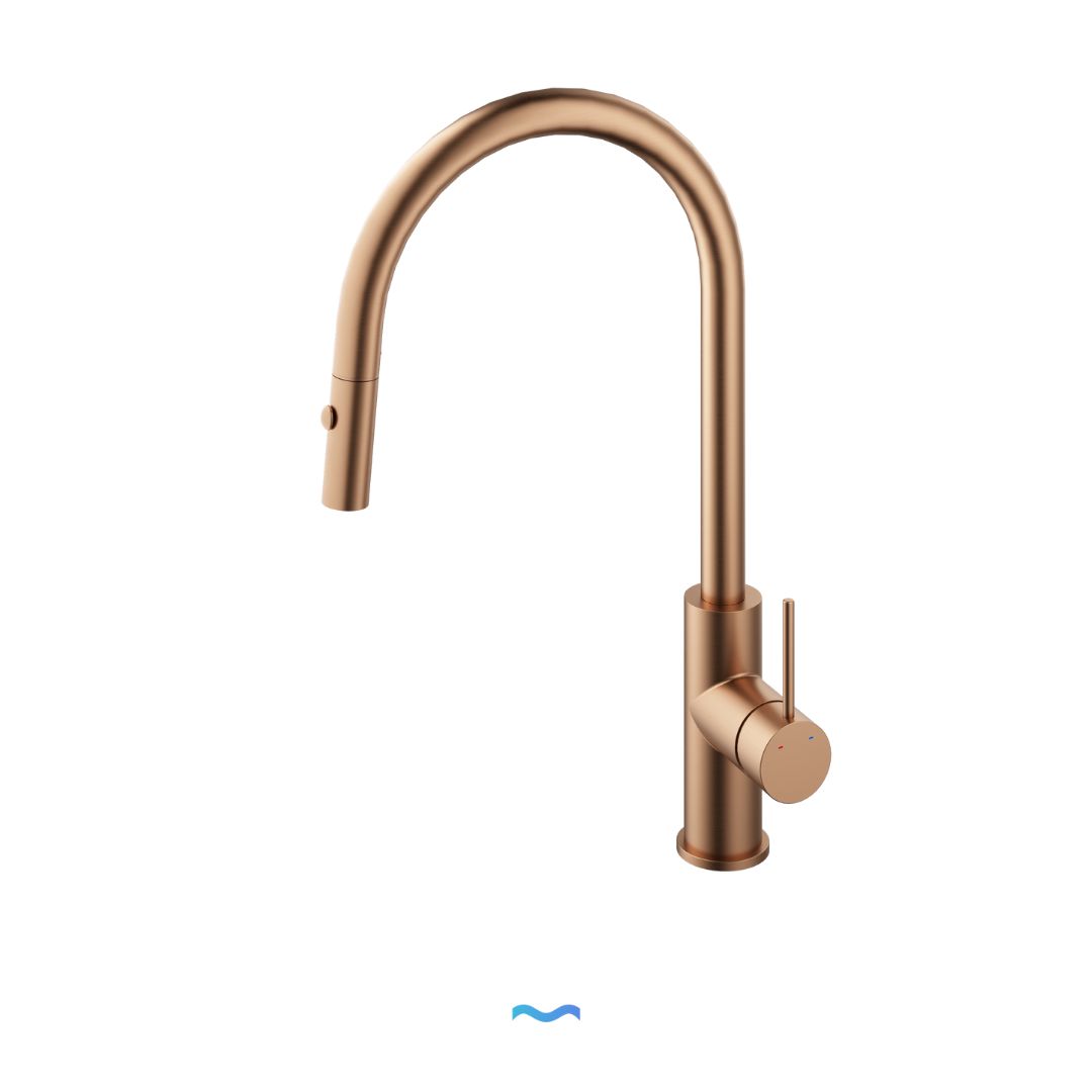 Robinet de cuisine en cuivre avec douchette extractible et design moderne