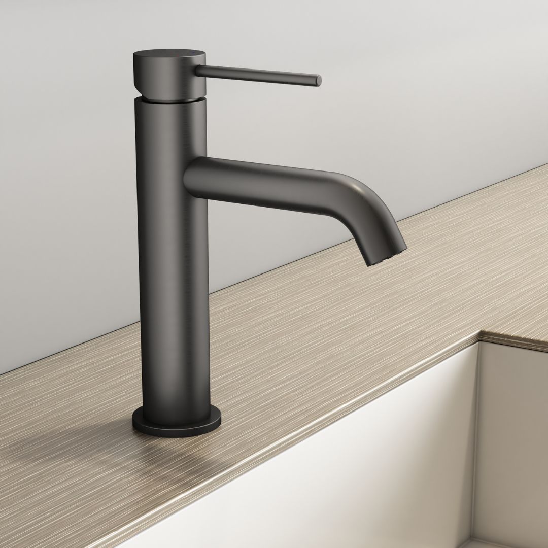 Robinet de lavabo de salle de bain noir mat, design minimaliste moderne