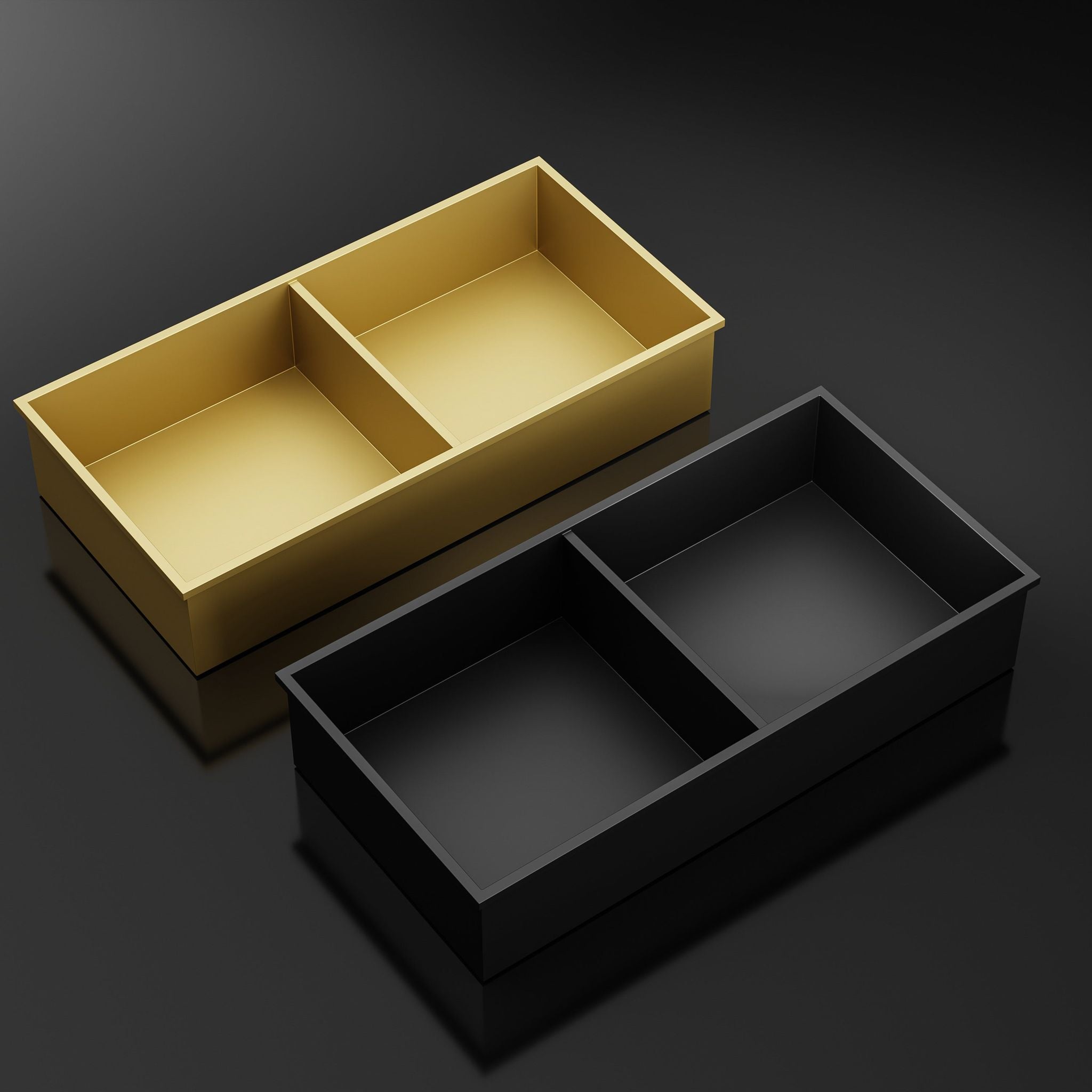 Niche de douche double dorée et noire, 60x30x12 cm