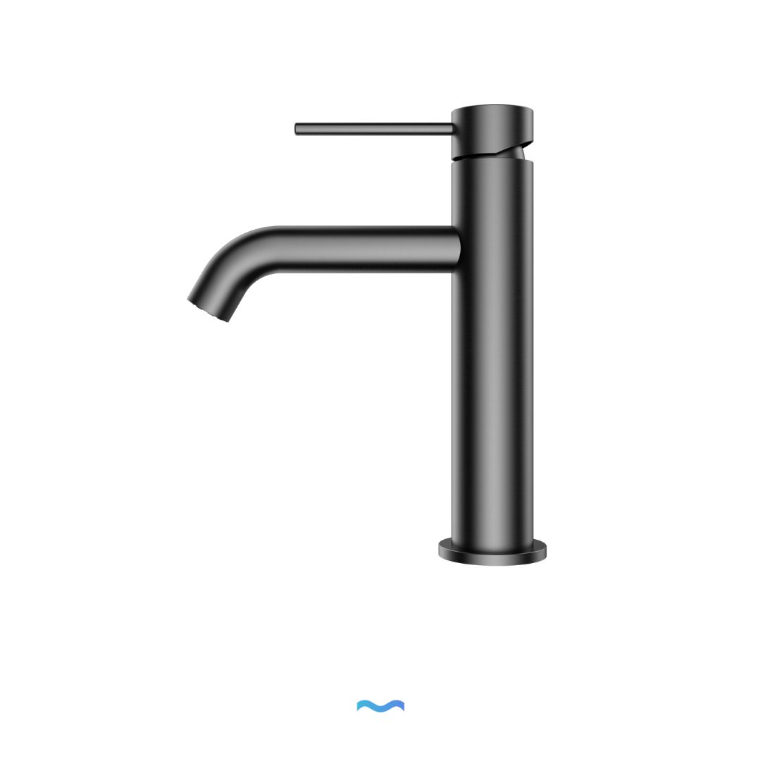 Robinet de lavabo de salle de bain noir mat avec poignée à levier unique