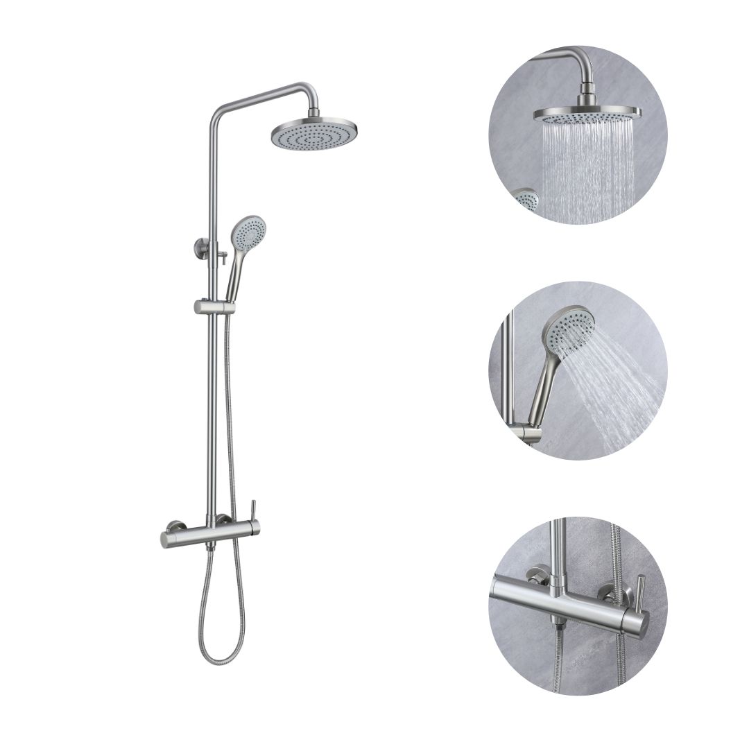Colonne de douche nickel brossé/chrome - 2 fonctions