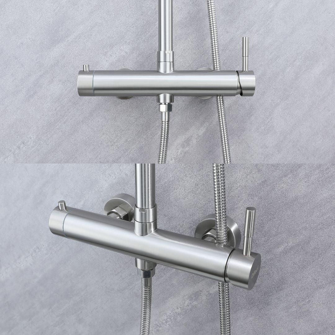 Colonne de douche nickel brossé/chrome - 2 fonctions