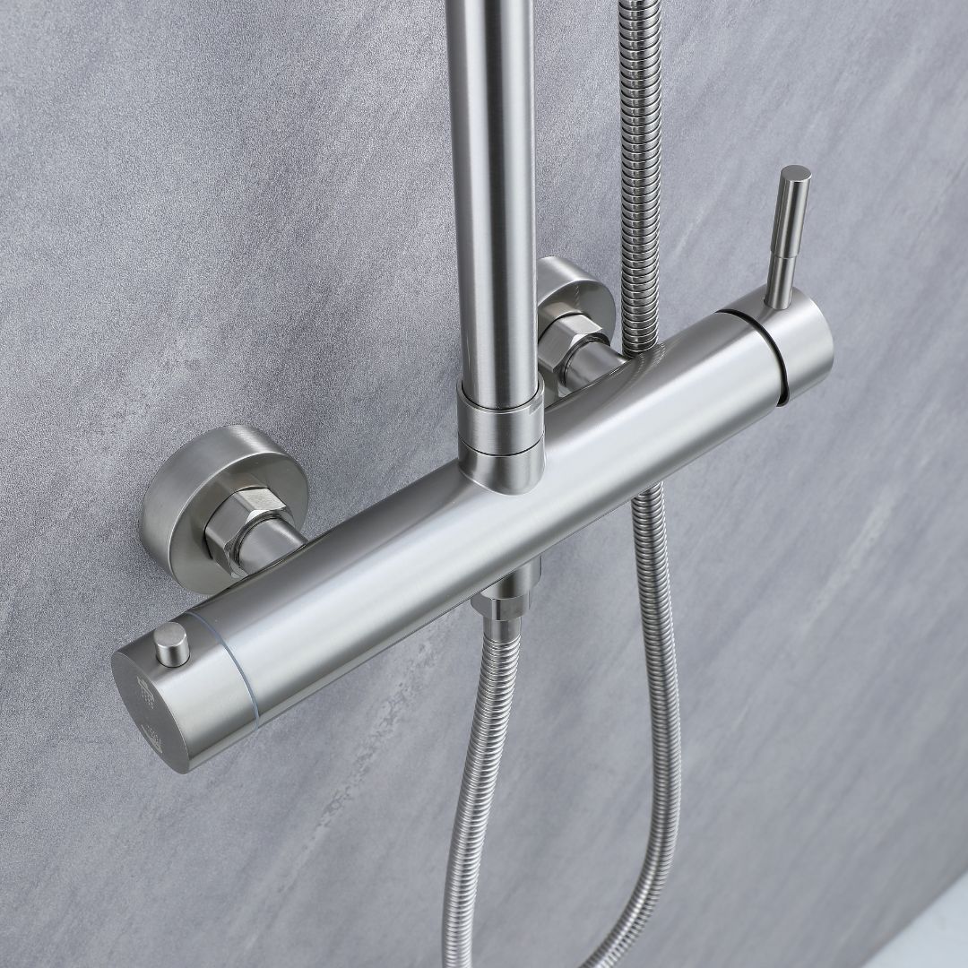 Colonne de douche nickel brossé/chrome - 2 fonctions