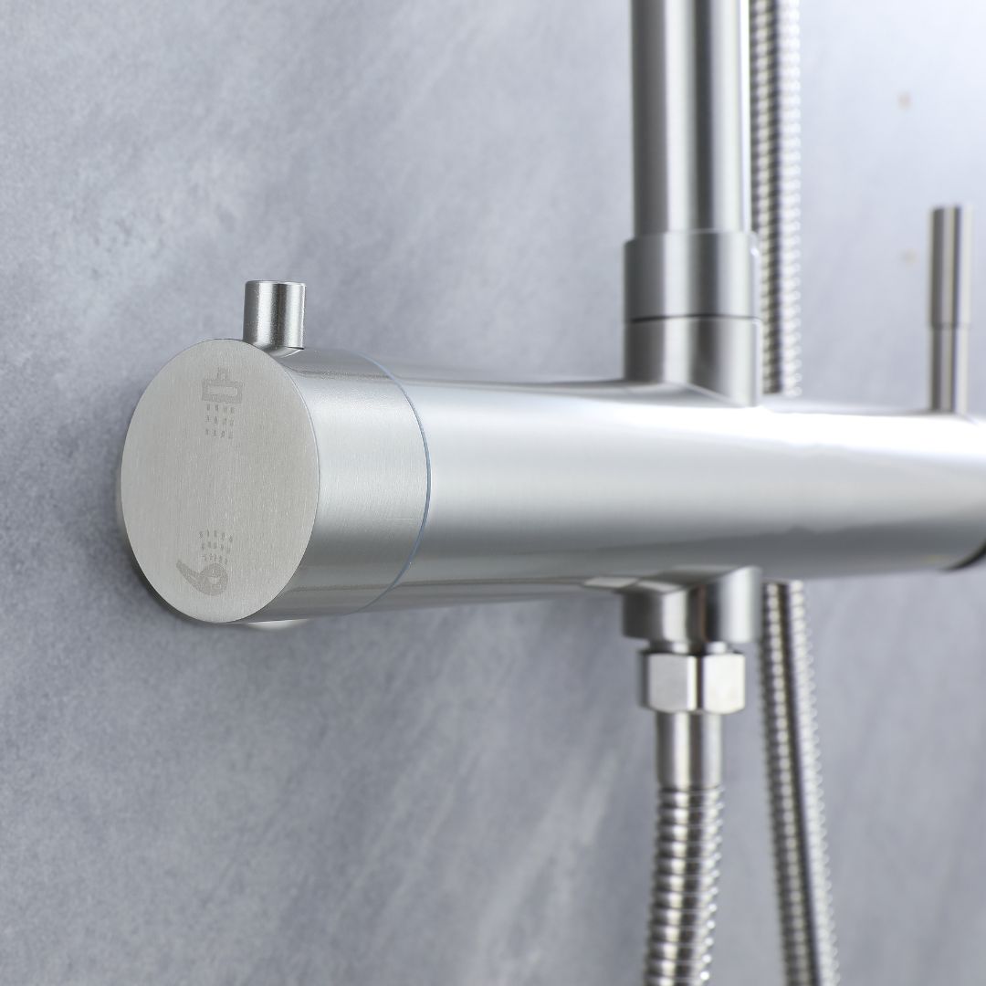 Colonne de douche nickel brossé/chrome - 2 fonctions