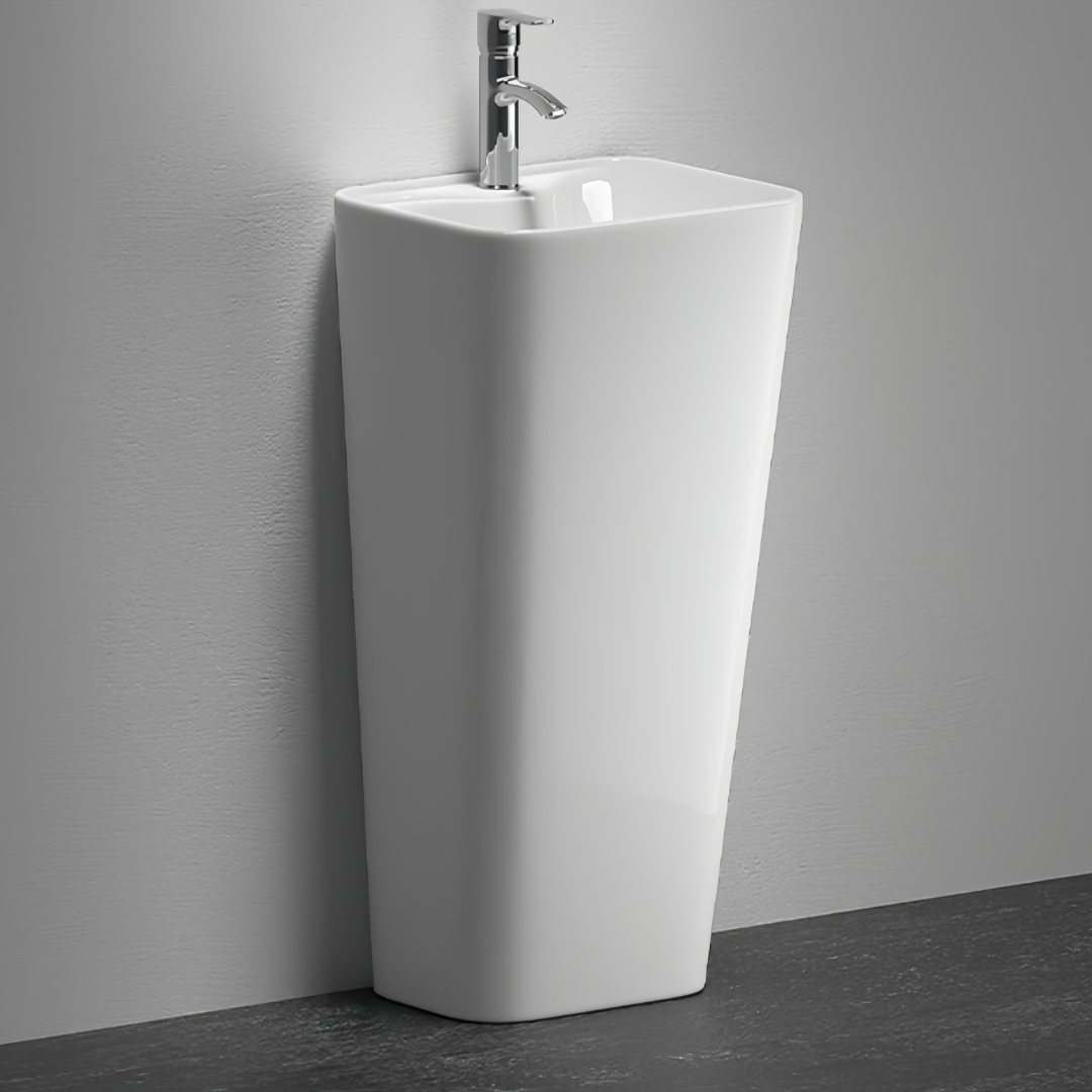 Lavabo Totem Blanc Rectangulaire et Fin