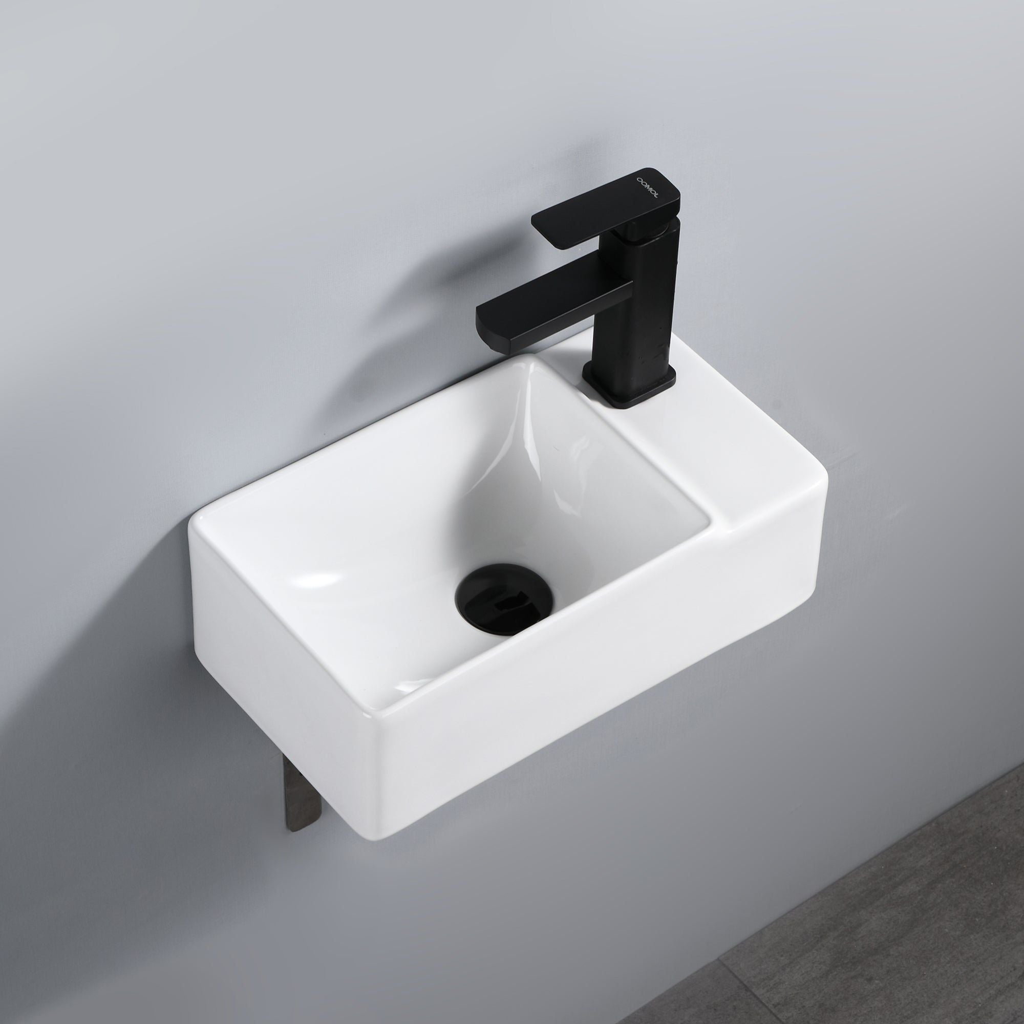 Vasque lave-mains petit format rectangulaire blanc sortie droite (40*22*13)