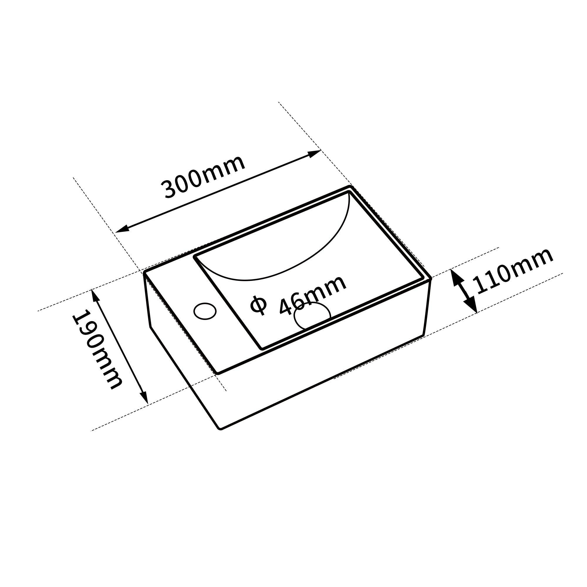 Mini lave-mains blanc sortie gauche : Lave-mains mural compact blanc 30x19x11cm avec vidage à gauche.