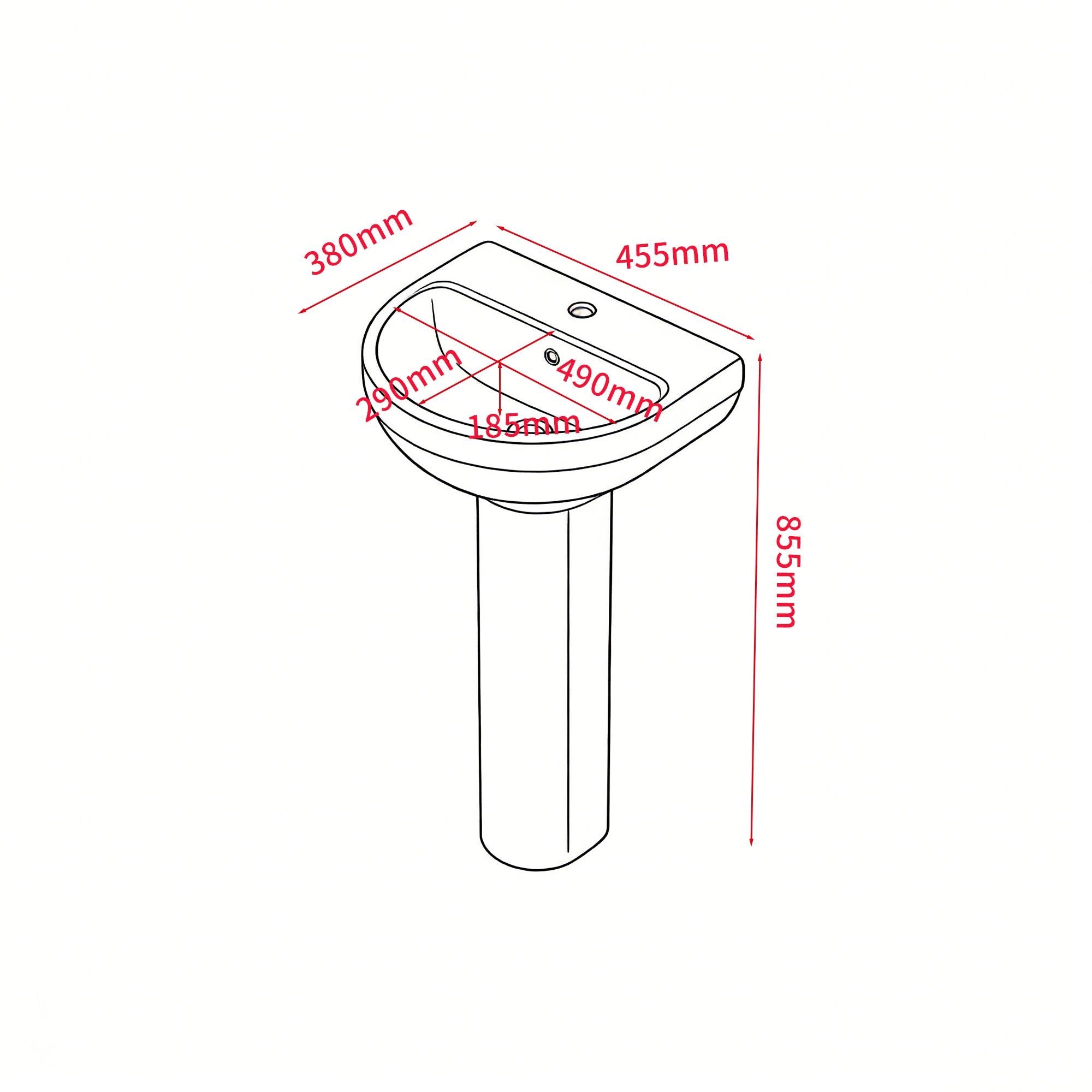 Lavabo colonne sur pied en céramique blanche, ultra compact, Hauteur 86cm