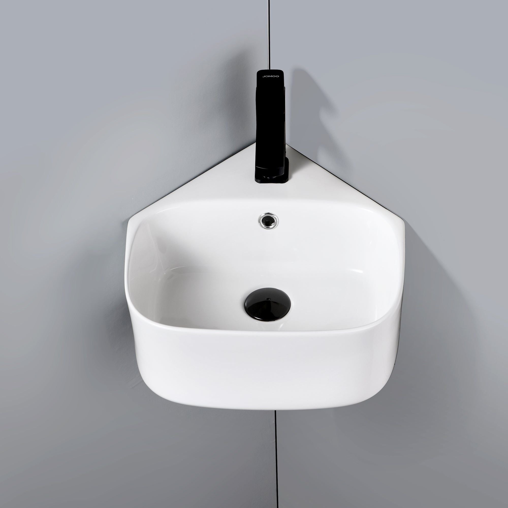 Lavabo d'angle blanc, Lavabo lave-mains de coin blanc, mural, design compact