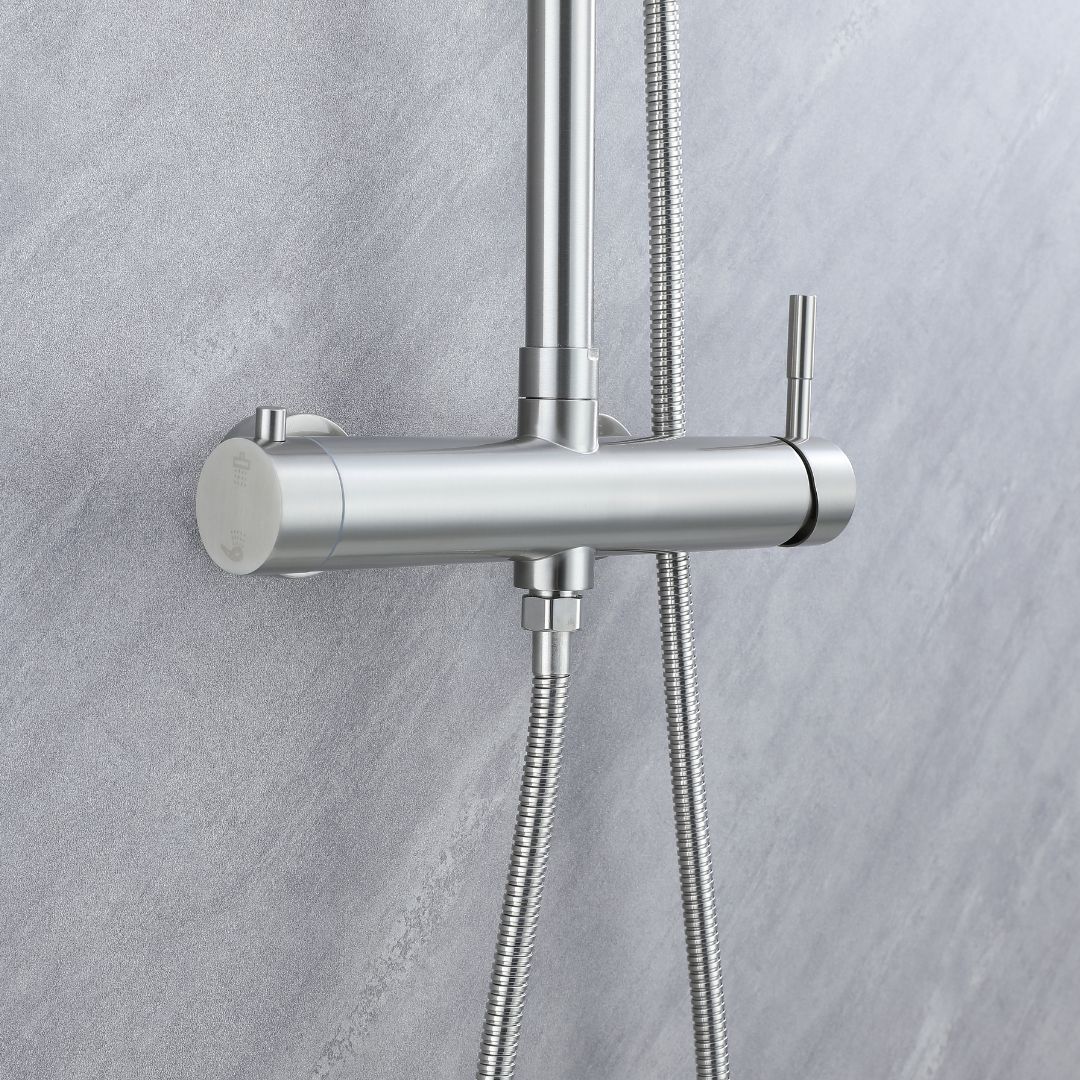 Colonne de douche nickel brossé/chrome - 2 fonctions