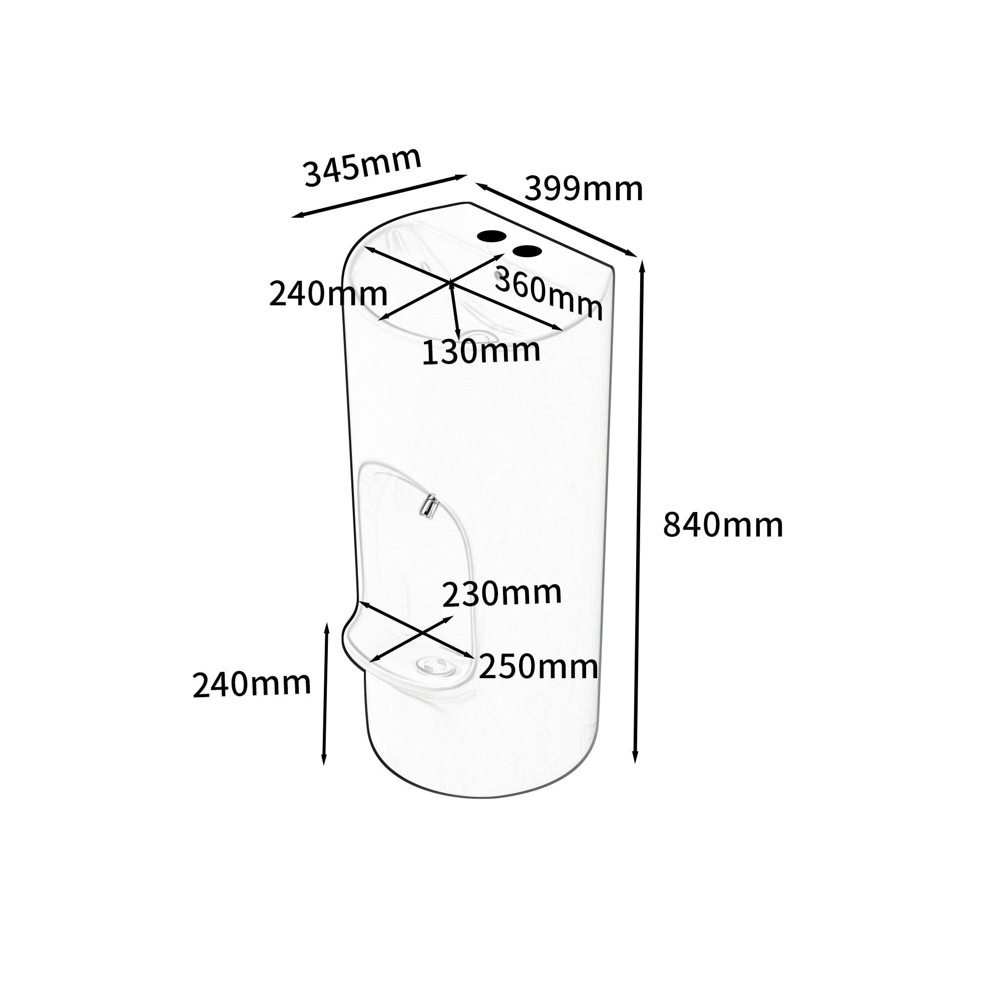 Lavabo d'ablutions Riyad : design rond et fin, dimensions 345x399x840mm