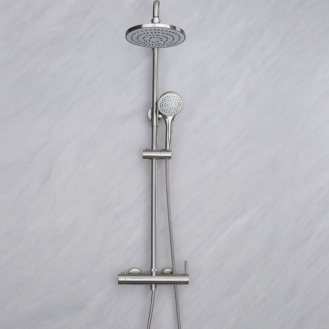 Colonne de douche nickel brossé/chrome - 2 fonctions