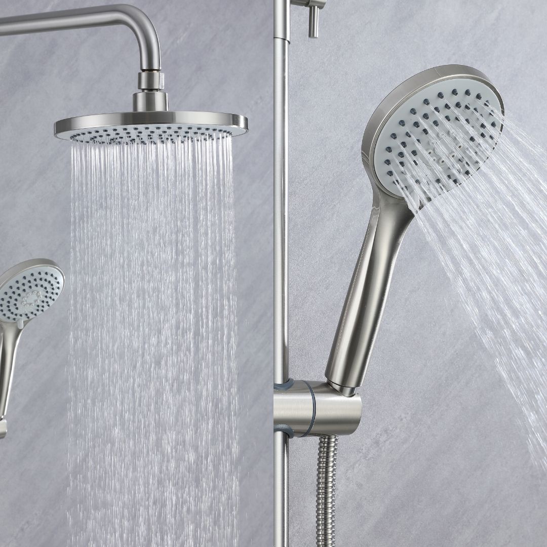 Colonne de douche nickel brossé/chrome - 2 fonctions
