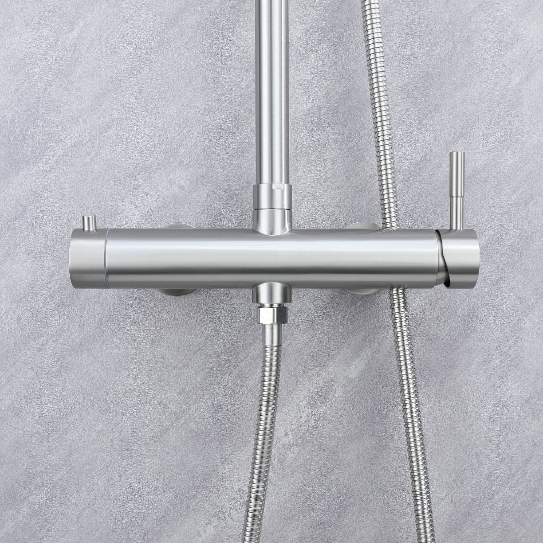 Colonne de douche nickel brossé/chrome - 2 fonctions