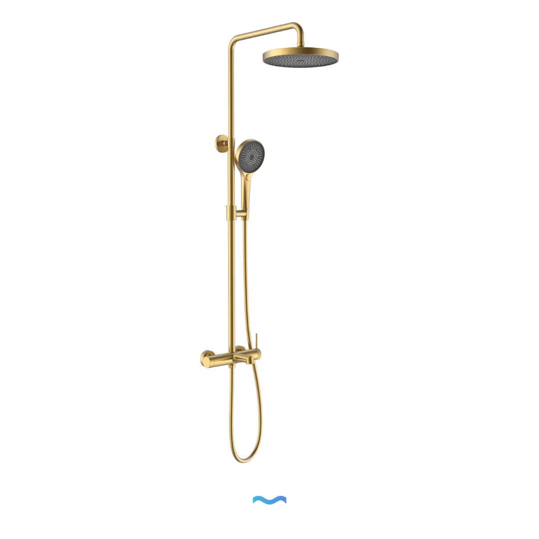 Colonne de douche 3 fonctions Gold avec pommeaux de douche de tête et à main