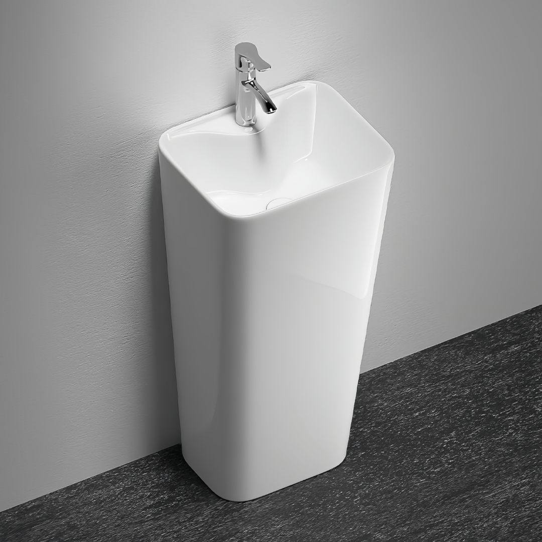 Lavabo Totem Blanc Rectangulaire et Fin