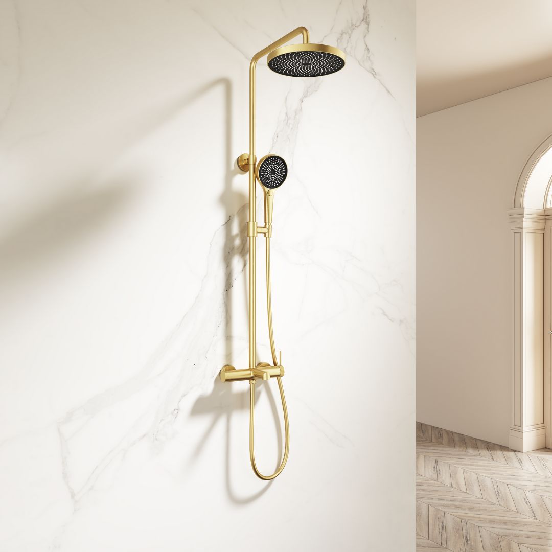 Colonne de douche 3 fonctions Gold avec pommeaux de douche de tête et à main