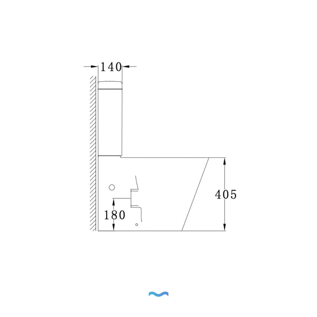 WC Noir Mat à poser: Wall-mounted toilet dimensions 140x405x180mm