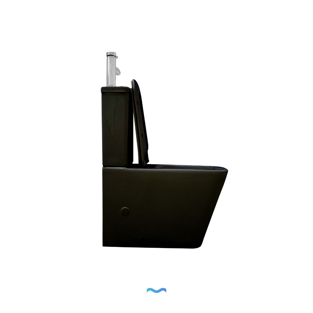 Toilettes suspendues noires avec lave-mains et robinet intégrés