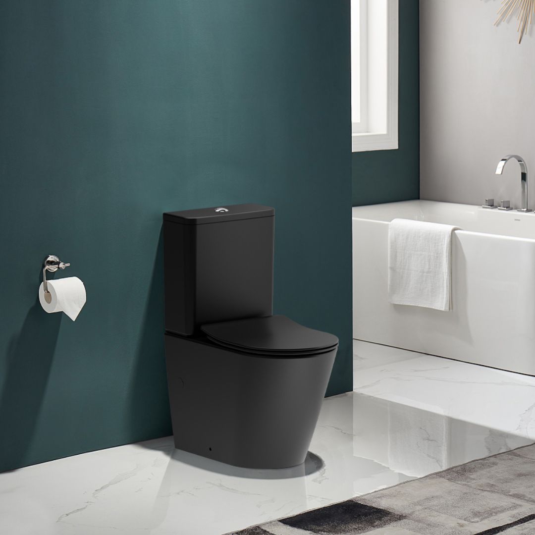 WC Noir Mat à poser : WC à poser noir mat au design moderne.