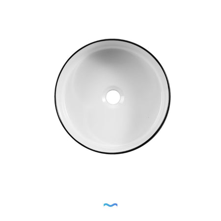 Vasque à poser ronde blanche avec rebord noir