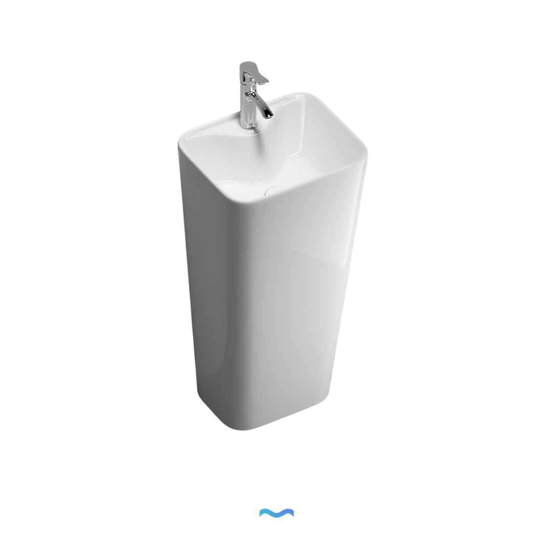 Lavabo Totem Blanc Rectangulaire et Fin