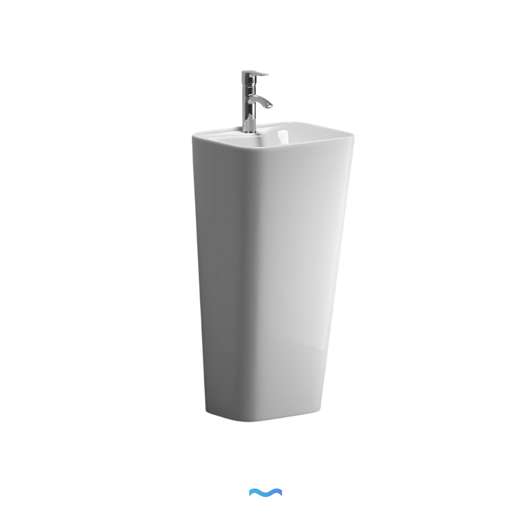Lavabo Totem Blanc Rectangulaire et Fin