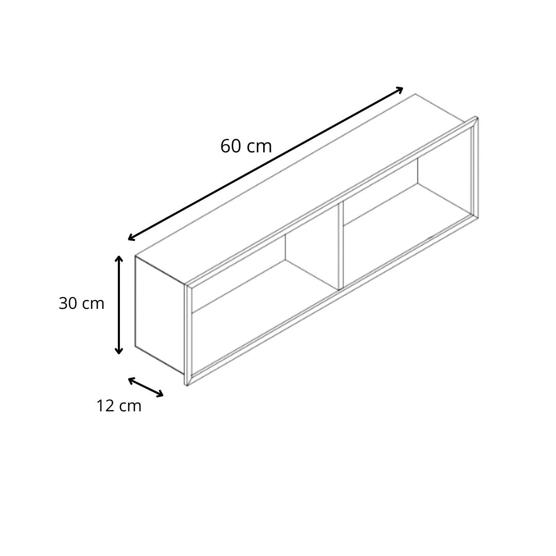 Niche de douche double, 60x30x12 cm, noire : Étagère murale moderne à deux compartiments pour le rangement de la salle de bain.