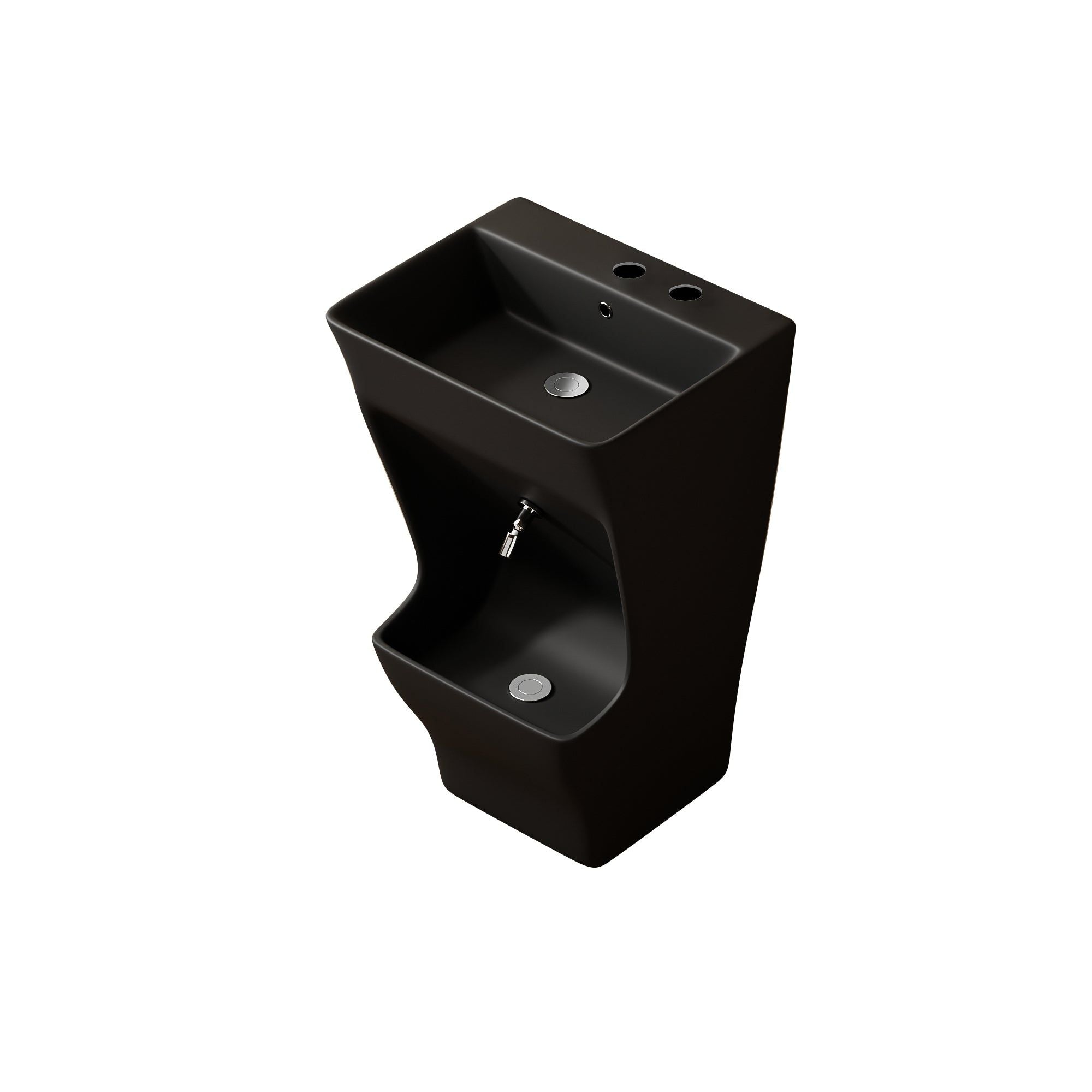 Lavabo d'ablutions Tunis rectangulaire noir au design moderne et élégant.