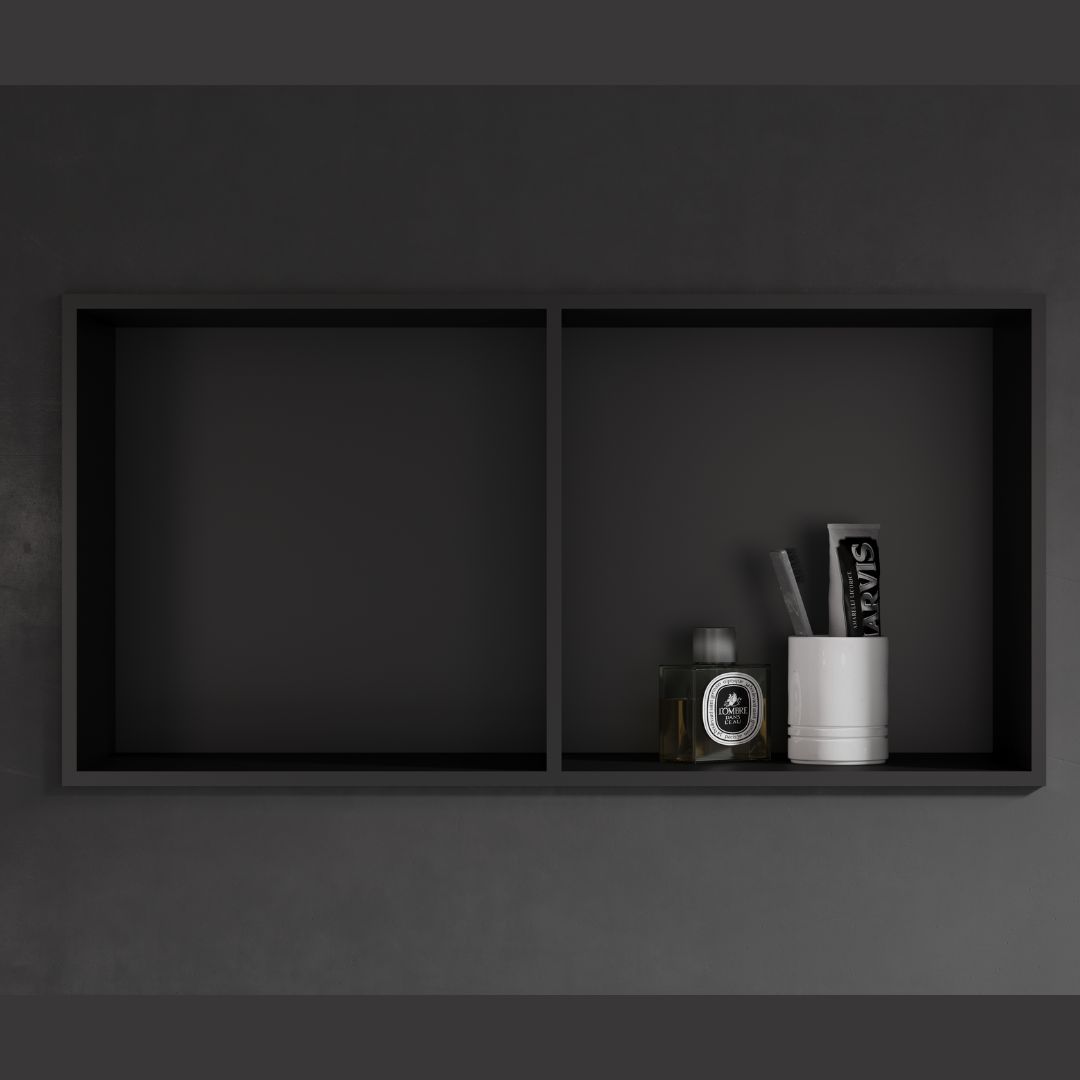 Niche de douche double noire, 60x30x12 cm, rangement de salle de bain moderne