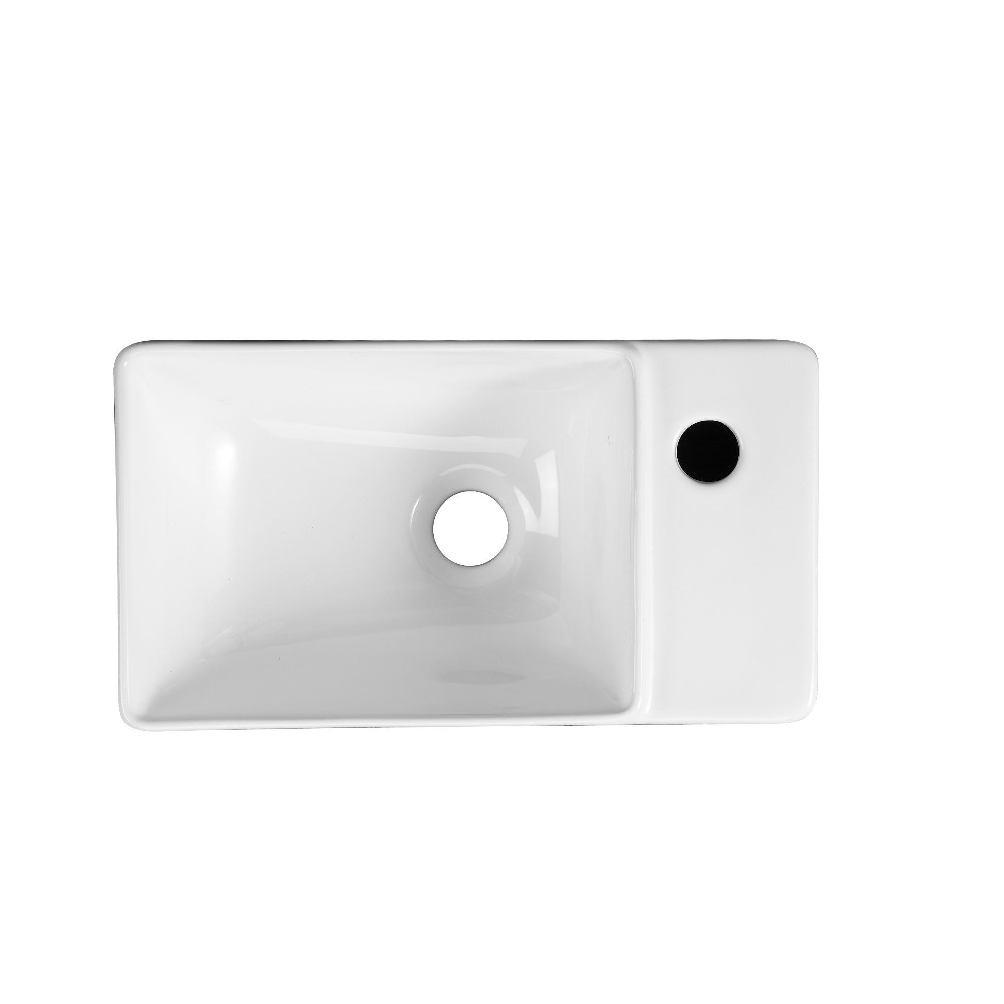 Vasque lave-mains petit format rectangulaire blanc sortie droite (40*22*13)